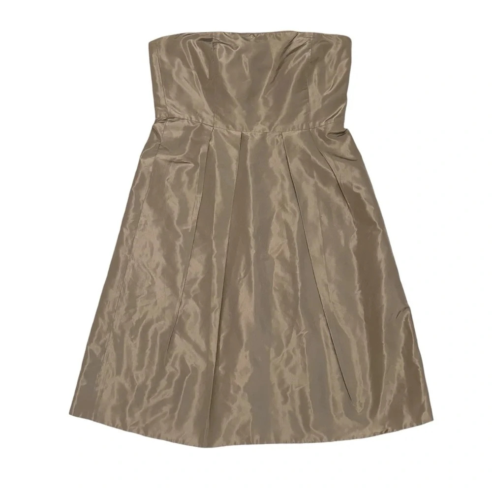 J.Crew Strapless A-Line Silk‎ Dress Ivory Gold Size 10